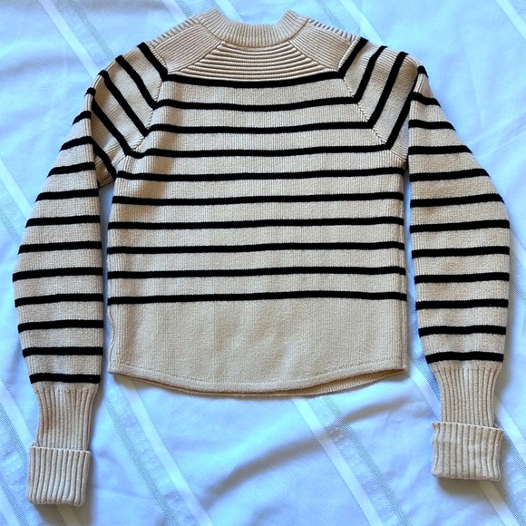 Tan with black stripes crop sweater. - Picture 5 of 6